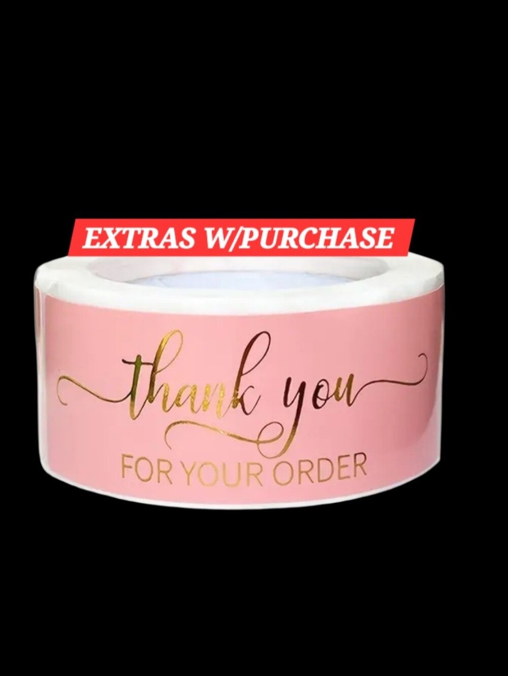 125ct. Thank You For Your Order - Pink/Gold /Bonus 3 Random Polymailers  1"x3"